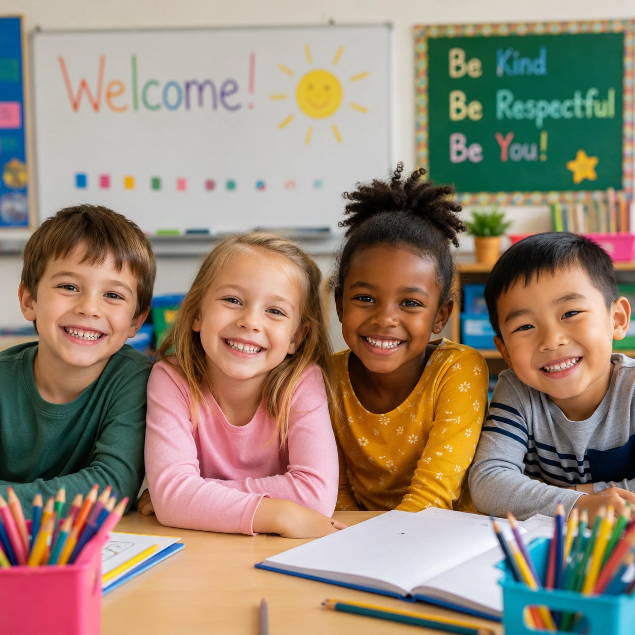 Happy children in a Kids Kastle classroom